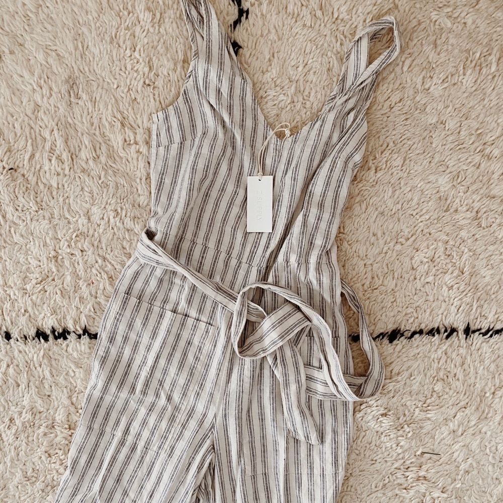 z supply Parade Stripe Jumpsuit in charcoal - Picture 2 of 4
